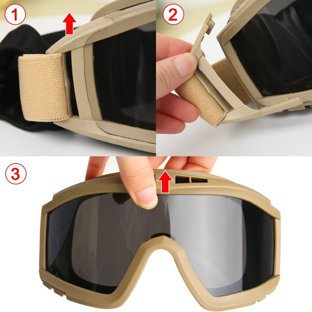 GAFAS TACTICAS 3 LENTES EN 1 TODO TERRENO